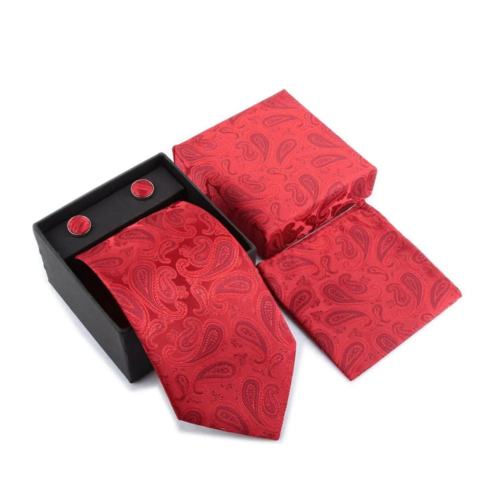 

HOOYI Neck Tie Set 2019 Mens ties for men cufflinks Pocket square Wedding Gift Box Packing