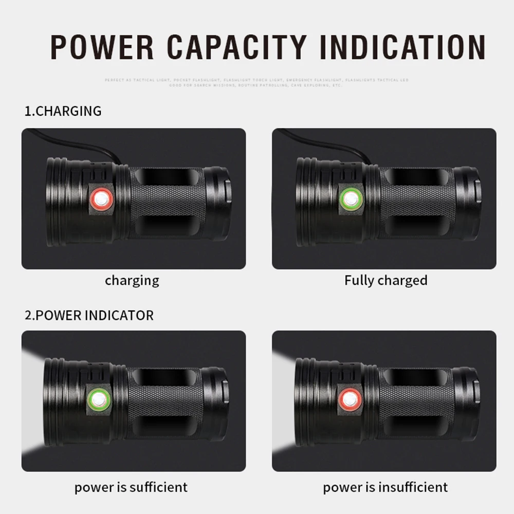 Most Powerful 18*T6 LED Torch LED Flashlight 3 Modes USB Charging Linterna Portable Lamp for Charging Phone Power Bank