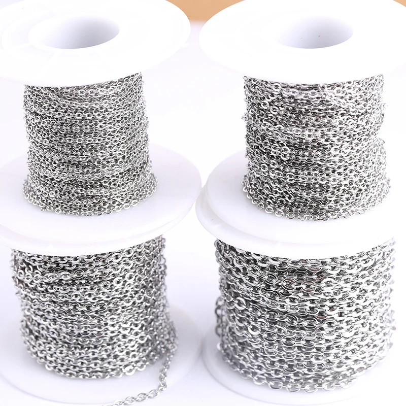 

onwear 10meters/roll 1.5x2mm 2x2.5mm 2.5x3mm 3x4mm stainless steel link metal necklace chains for jewelry making