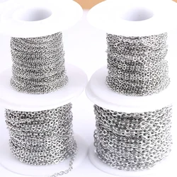 onwear 10meters/roll 1.5x2mm 2x2.5mm 2.5x3mm 3x4mm stainless steel link metal necklace chains for jewelry making