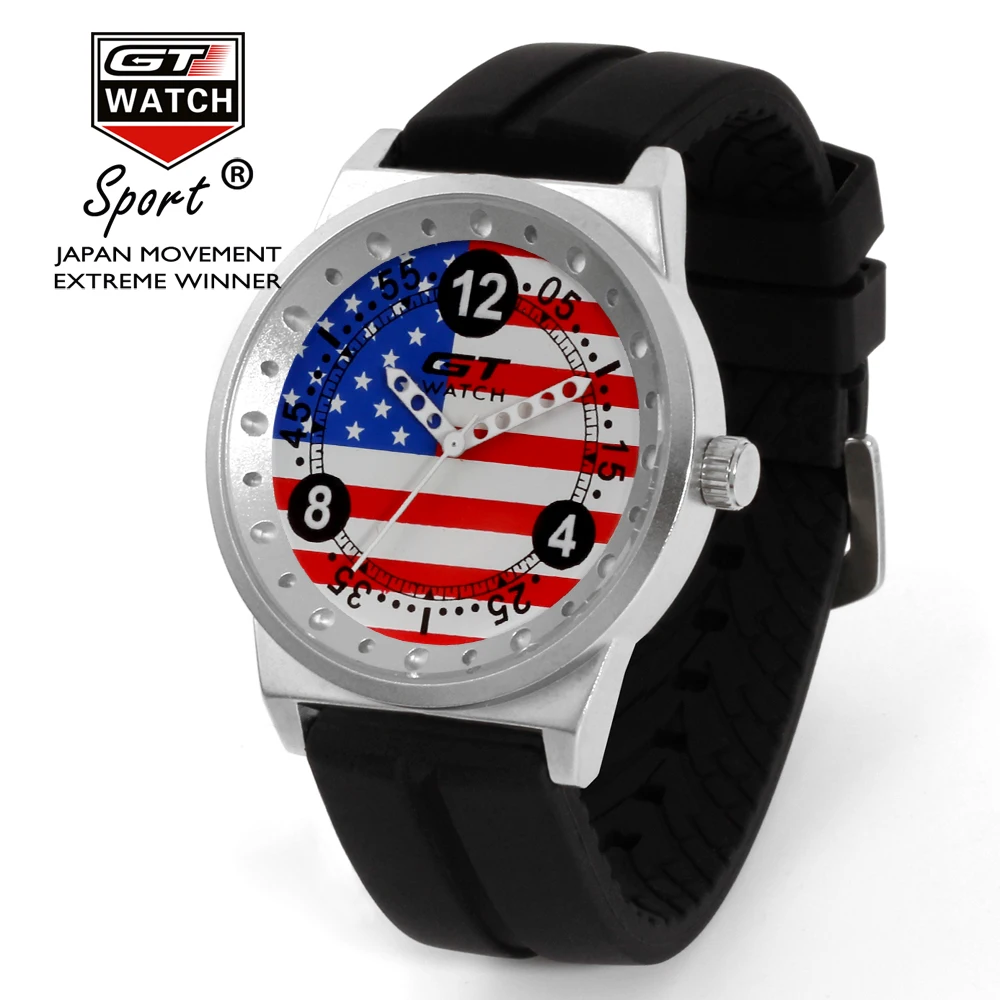 Gt Horloge Mannen Mode Merk Horloges Duitsland Vlag F1 Sport Horloges Siliconen Band Quartz-Horloge Relogio Masculino Reloj Hombre