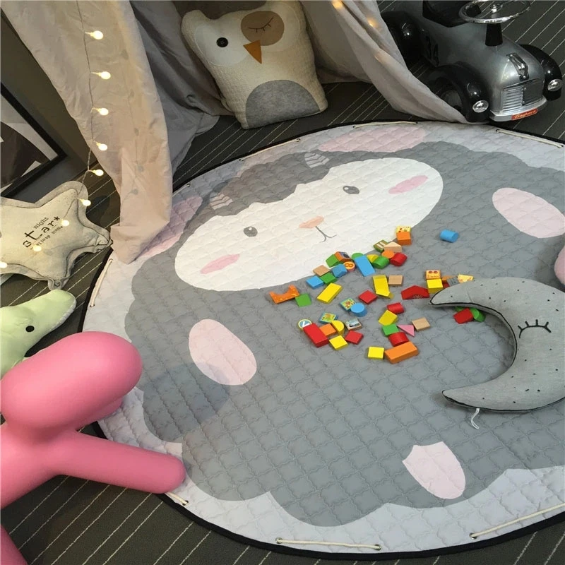 Portable Drawstring Kids Toys Storage Bag Round Baby Floor Play Mat Climbing Carpet Baby Children Toys Organizer Storage Bag