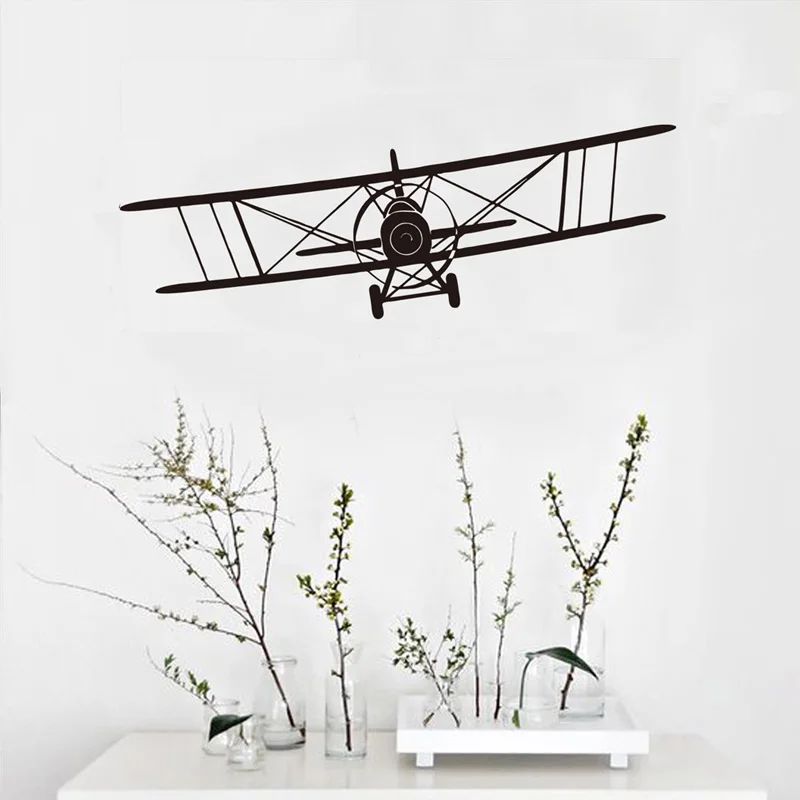 Retro Gliding Aircraft Wall Sticker For Children\'s Room Background Decoration Mural Wallpaper Art Decals Air Plane Home Stickers