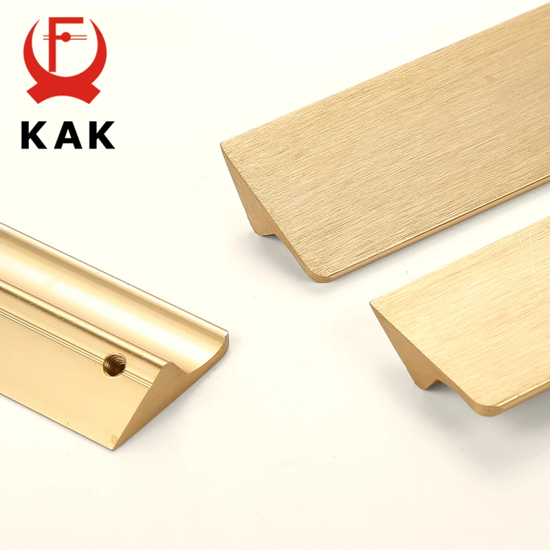 Kak-アルミニウム合金のドアと引き出しのハンドル,ドアと家具のノブの形をした食器棚のアクセサリー,黒,銀,金