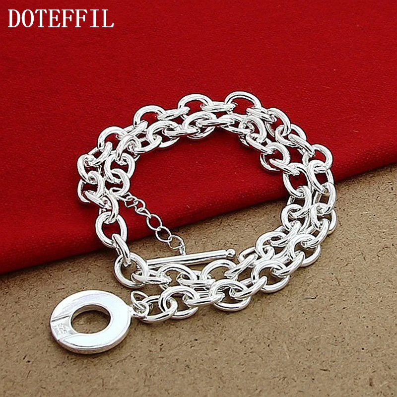 DOTEFFIL 925 Sterling Silver 18 Inch Original Base Chain Necklace OT Buckle For Women Man Wedding Engagement Fashion Jewelry
