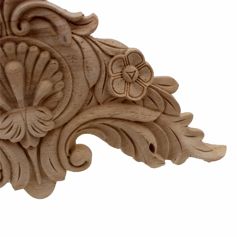 VZLX Vintage Floral Carved Corner Wall Door Cabinet Furniture Decorative Figurines Wood Appliques Home Decor Decoration Maison