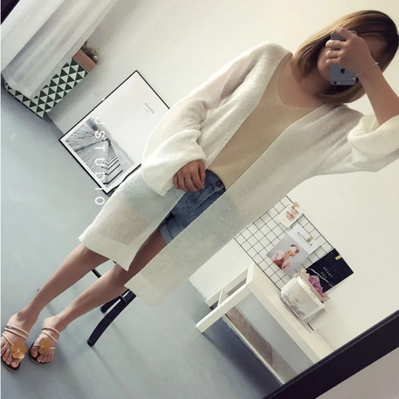 Long Fashion Summer Long Cardigan Sweaters Women Thin Woman Knitted Hollow Out Loose Cardigans Knitwear Open Stitch Causal Tops