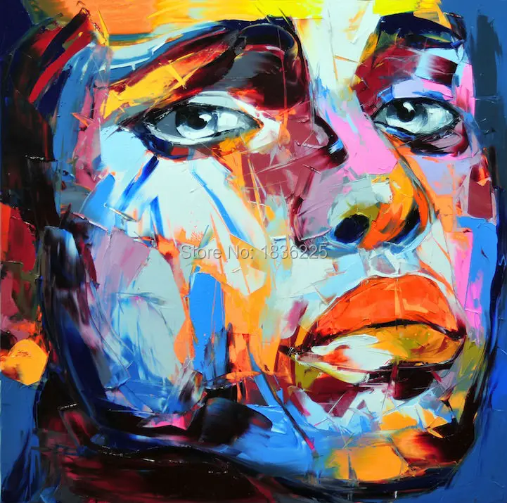 

Free shipping Pop Art Nielly Francoise People woman Face Modern Abstract 100% Handmade Oil Painting on canvas canvas painting