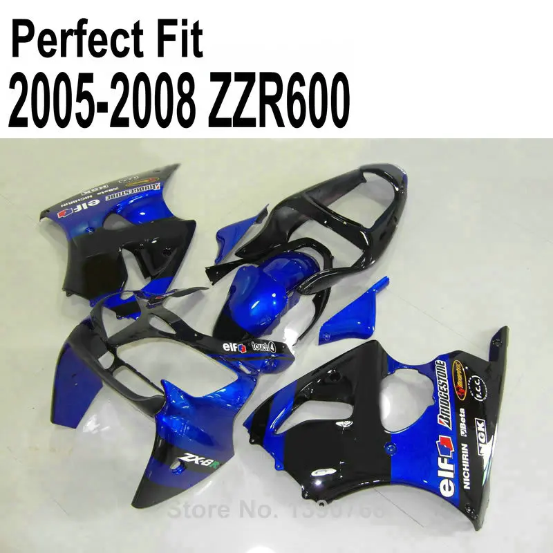 Injection molded fairing kit for Kawasaki ZZR600 zz r600  2005 2006 2007 2008 05 06 07 08 blue fairings TP02