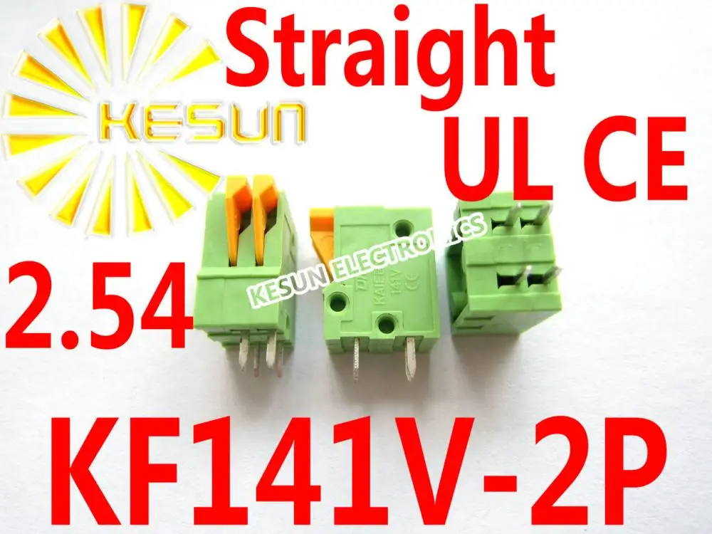 100 قطعة KF141V-2P 2Pin 2.54 مللي متر الملعب مستقيم PCB الربيع محطة كتلة موصل