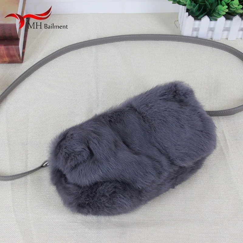 Women zipper bunch bag 100% real rabbit fur rex small bag winter jacket wallet beautiful pink warm handbag ladies shopping bag