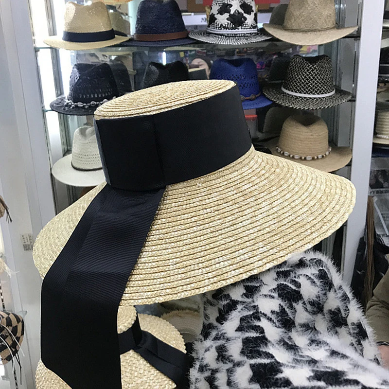 Elegant Women Wide Brim Straw Hat Floppy Summer Sun Hat Holiday Boater Beach Hat Cap Band Bow Kentucky Derby Hat SombreroS