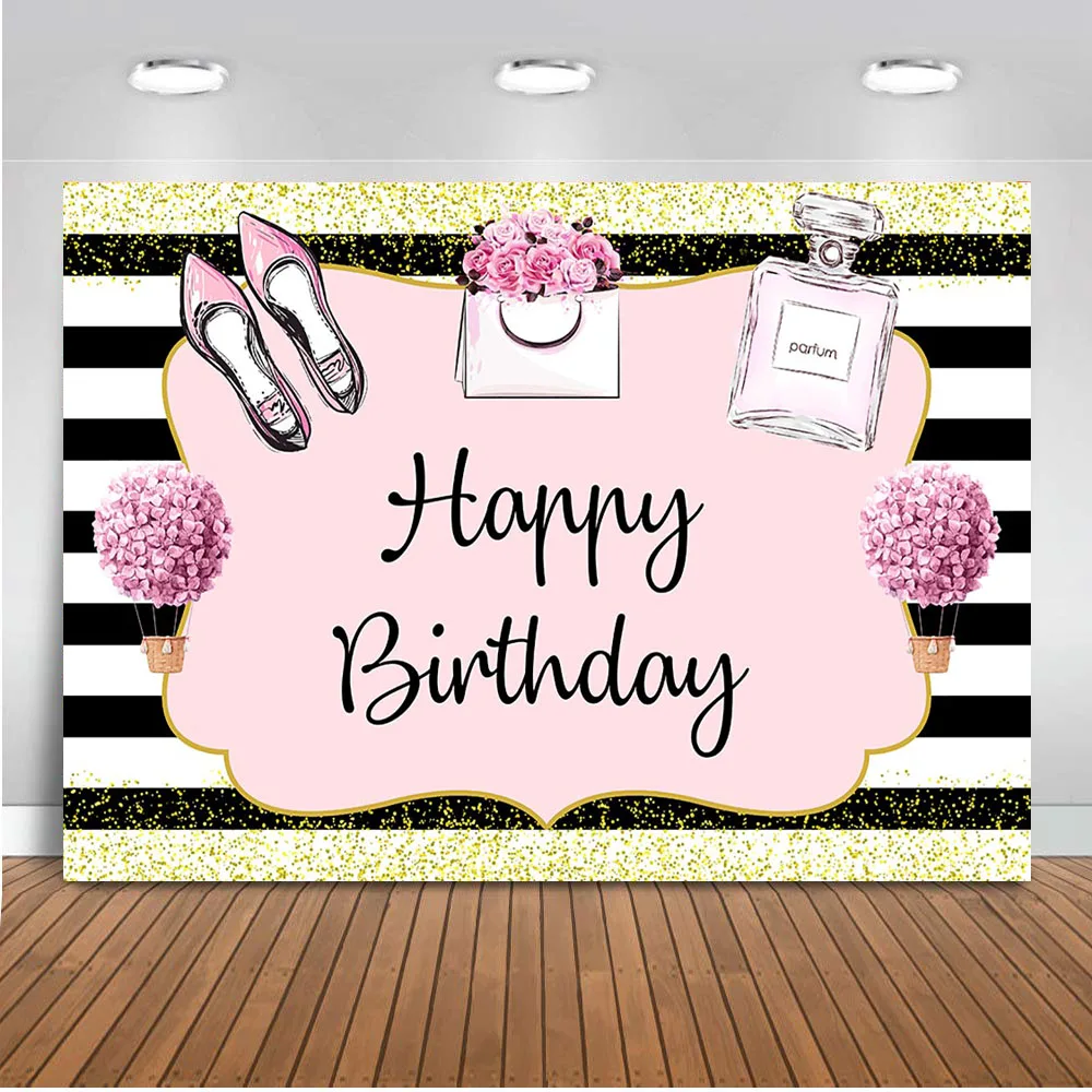 

Spa Party Backdrop for Photography Happy Birthday Theme Background for Photo Studio Girl Party Decoration Supplies Vinyl Cloth