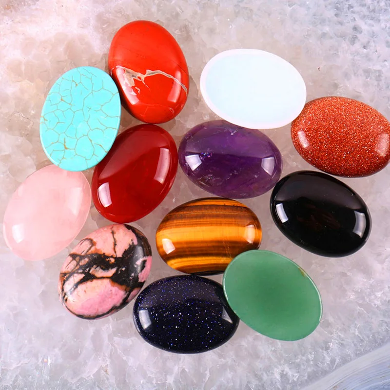 30x22MM Natural Mixed Stone GEM Beads Oval CAB Cabochon Jewelry (10 pcs/lot) H002