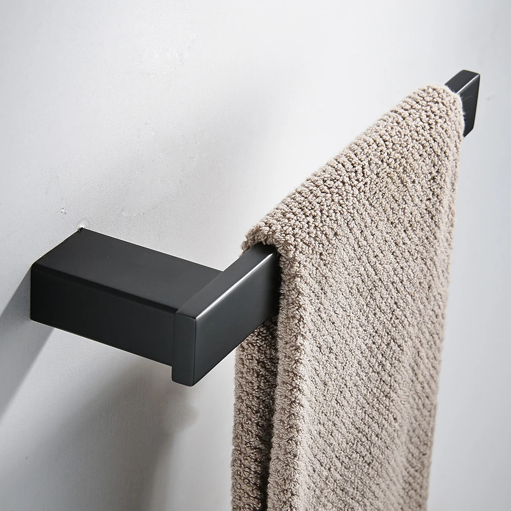 

Towel Rings Black SUS 304 Stainless Steel Towel Bars Holder WC Towel Hangers Storage Wall Mounted Bath Hardware Set 610007