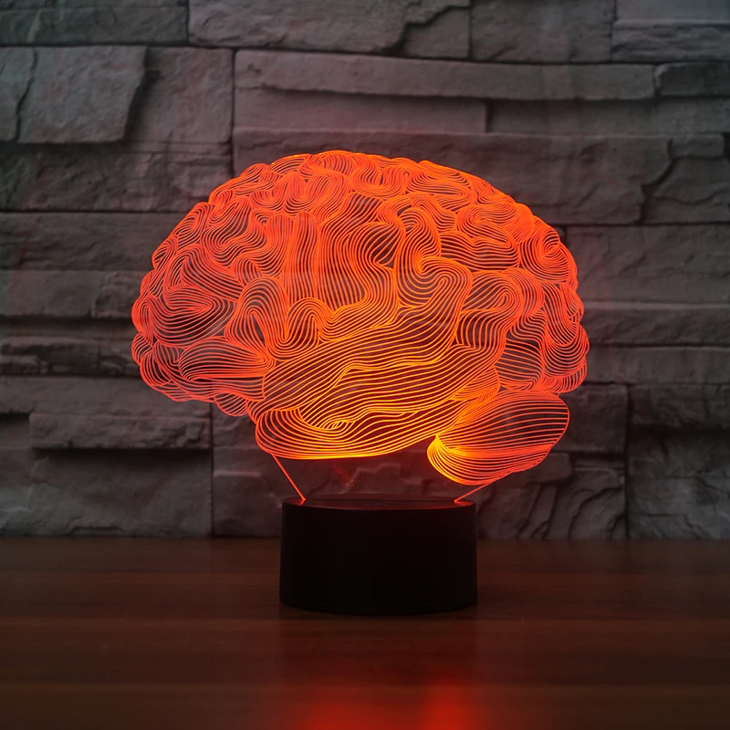 USB Nieuwigheid Licht Human Brain Carebellum 3D Optische Illusie Lamp 7 Kleur Veranderende Nachtlampje Touch Bureau Tafel Licht Home Decor