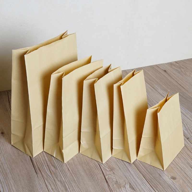 Retail 50Pcs/Lot 9*5*17cm Brown Kraft Paper Bags Gift Food Bread Party Dessert Packaging Kraft Snack Chocolate Package Bag