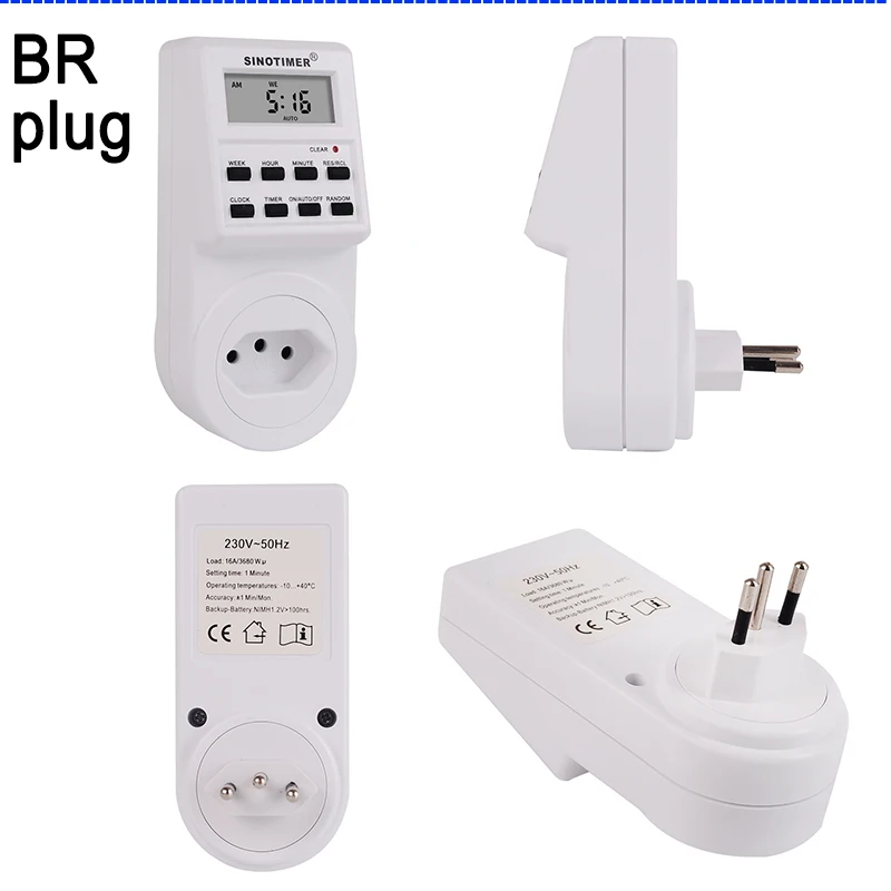 EU UK US FR BR Plug Digital Weekly Programmable Electrical Wall Plug-in Power Socket Timer Switch Outlet Time Clock 220V 110V AC