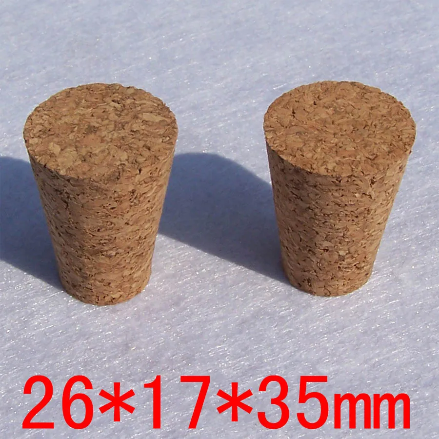 100pcs/lot 26*17*35(H)mm Cork Stopper for Wine Bottle, Wood Sealing Plug for Glass Tube, DIY Superior Quality Cork Lip/Cap