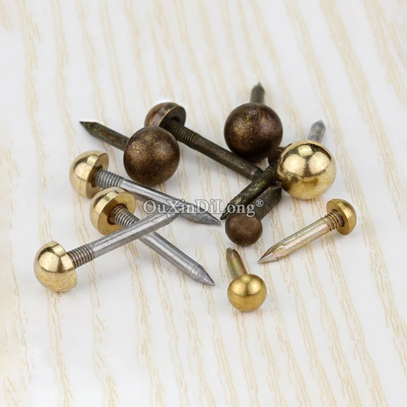 Retro 200PCS Solid Brass Decorative Upholstery Tacks Nails Screws Jewelry Gift Box Sofa Decorative Tack Stud Doornail Hardware