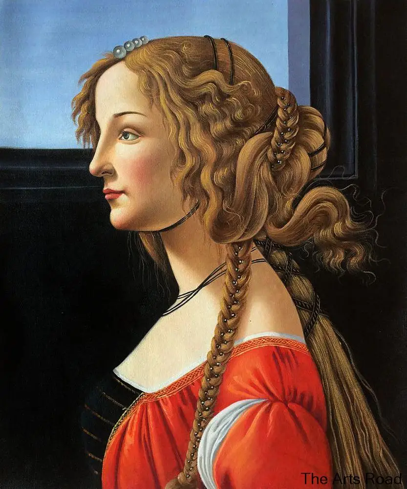 Portrait Oil Painting Hand Painted Oil on Canvas Portrait of Simonetta Vespucci by Sandro Botticelli Abstract Wall Art