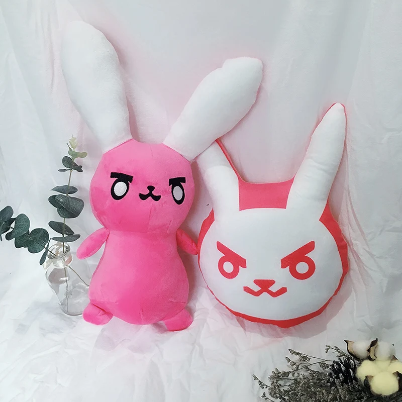 1Pc Overwatches Roze Dva Konijn Pluche Kussen Speelgoed Ow Game Over Horloge Zachte Dva Kussen Cosplay Kussens Kids Speelgoed geschenken