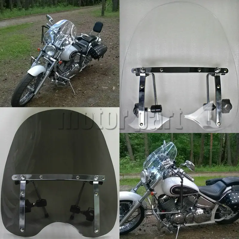 

Large Windshield Windscreen 19"x17" For Harley Davidson Freewheeler Dyna Fatboy Lo Forty Eight With 7/8" or 1" Handlebar