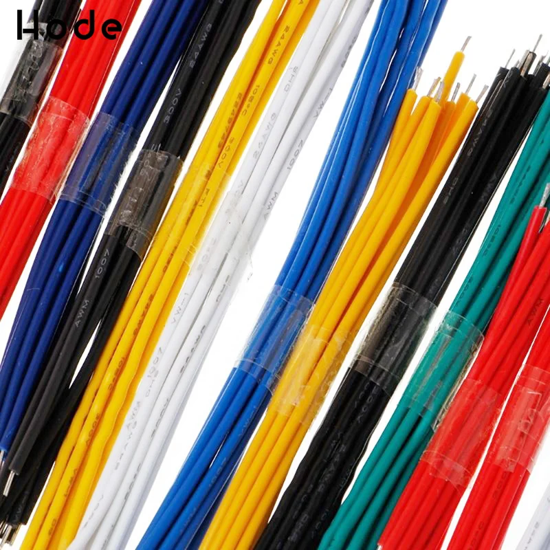 130PCS 24AWG Breadboard Jumper Cable Wires Kit 5CM 8cm 10CM Fly Jumper Wire Cable Tin Conductor Wires 5 Colors PCB Solder Cable