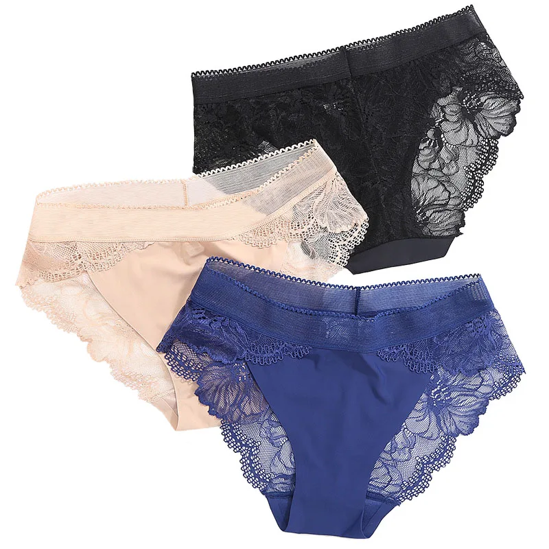 

3Pcs/Lot Seamless Ice Silk Women Underwear Sexy Net Yarn Panties Low Waist Within Temptation Pants Breathable Thong Briefs