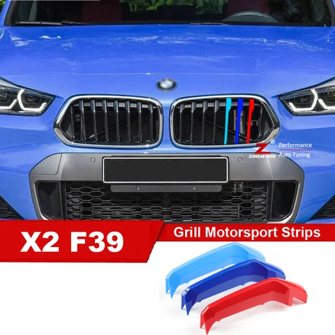 Для 2018 новый BMW X2 F39 3D M Стайлинг автомобиля передняя решетка декоративные полоски автоспорт гриль крышка украшения зажим наклейки