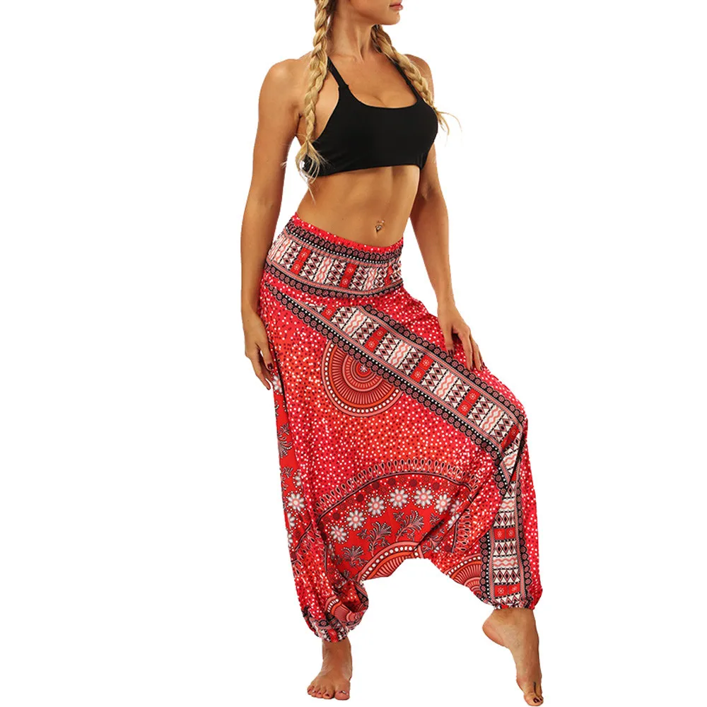 

Yoga Pants Trousers Baggy Bohemian Colorful Aladdin Women Casual Summer Loose Jumpsuit Harem Pants Pantalones De Yoga