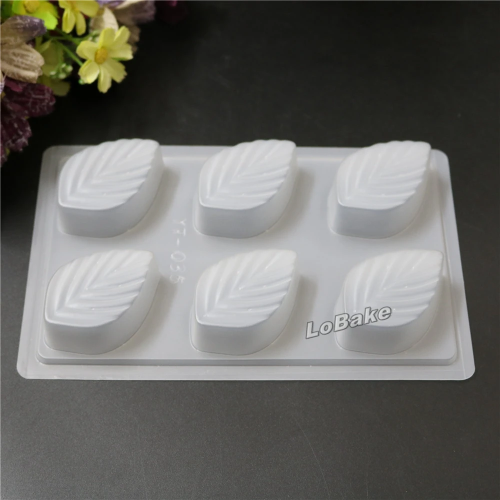 (5pcs/lot) High quality 6 cavities Leaf shape Semi-transparent PP Plastic mooncake pudding Chocolate Mold pastry accessories