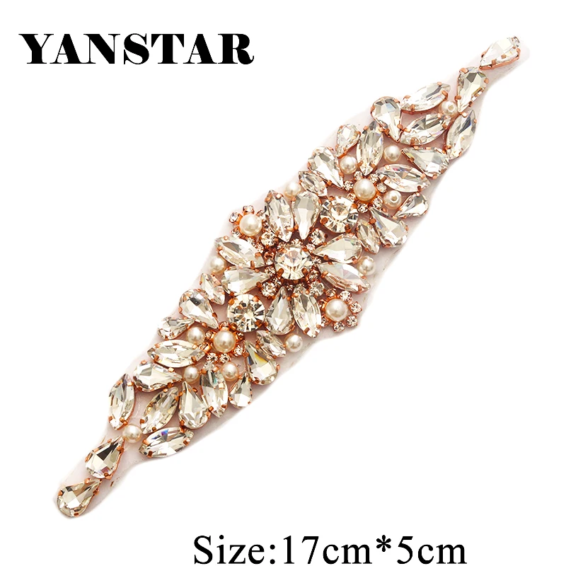 YANSTAR(10 PCS) Wholesale  Rhinestone Appliques Accessory 17*5CM Hand Sew Bridal Belt  Crystal For Wedding Belt  YS892