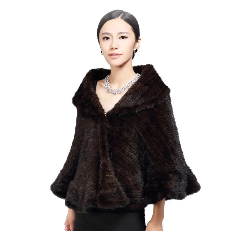 Genuine Knitted Mink Fur Shawl/Wrap/Cape cute /Women thickening mink fur coat big size lady luxury mink fur shawl knitting