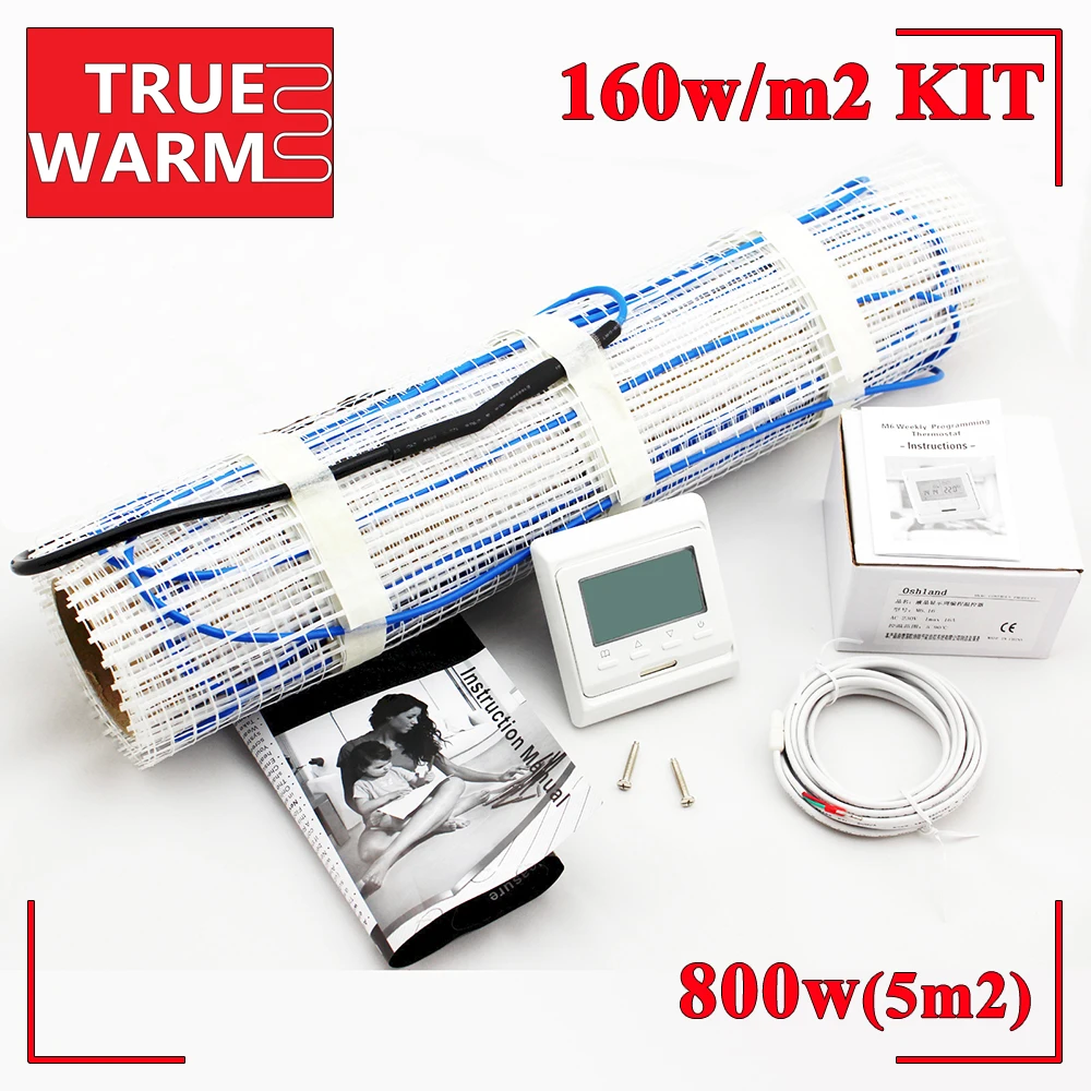 5SQM 800W 160W/M2 Electric Floor Heat Mat Kit For Underfloor Central Heating Control Systems,  Wholesale T160-5.0