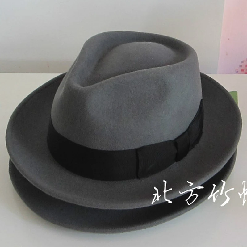 LIHUA Brand  trilby hat 100% wool Bowler Hat  2017 Party Fashion felt hat  Gray color mens fedora hat