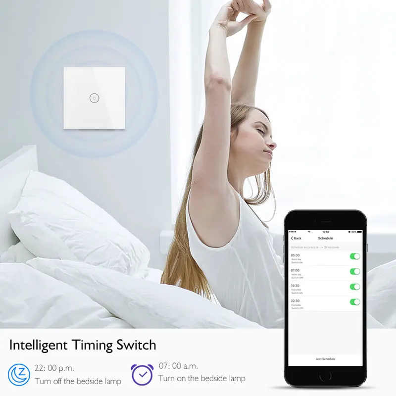 WIFI Smart Touch Switches Wireless Remote Control Light Wall On/Off Switches Waterproof Glass Panel Works with Alexa&google Home