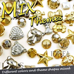 Mix Punk Themes Mix Colors Garment Rivets Flat Back Stud ABS Owl Bear Fox Tiger DIY Accessories Bead for Glue on Bag Leather