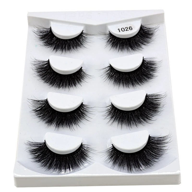 HBZGTLAD 4pairs 3D Mink Lashes Natural Long False Eyelashes Dramatic Volume Fake Lashes Makeup Eyelash Extension Silk Eyelashes