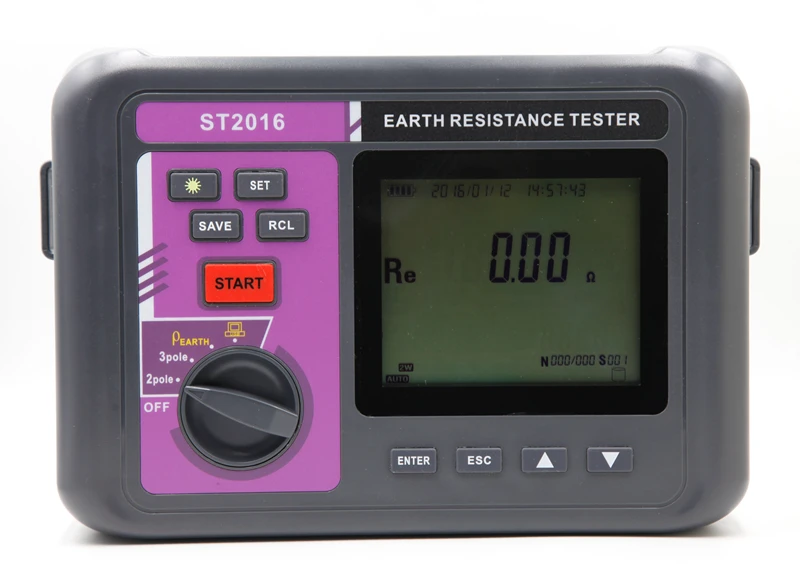 3 Pole Auto Range LCD Digital Earth Resistance Resistivity Meter Intelligent Ground Resistance Meter Soil Resistivity Tester