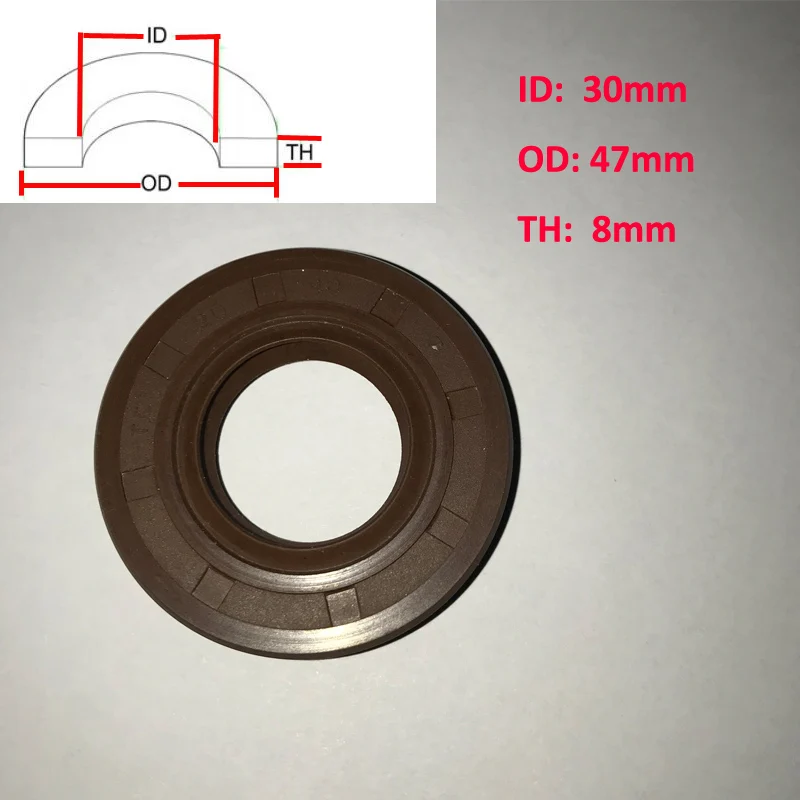 2 PCS TC 30 x 47 x 8mm Fluorine Gaskets Oil Grease Seal FKM Rubber Double Lip With Garter Spring