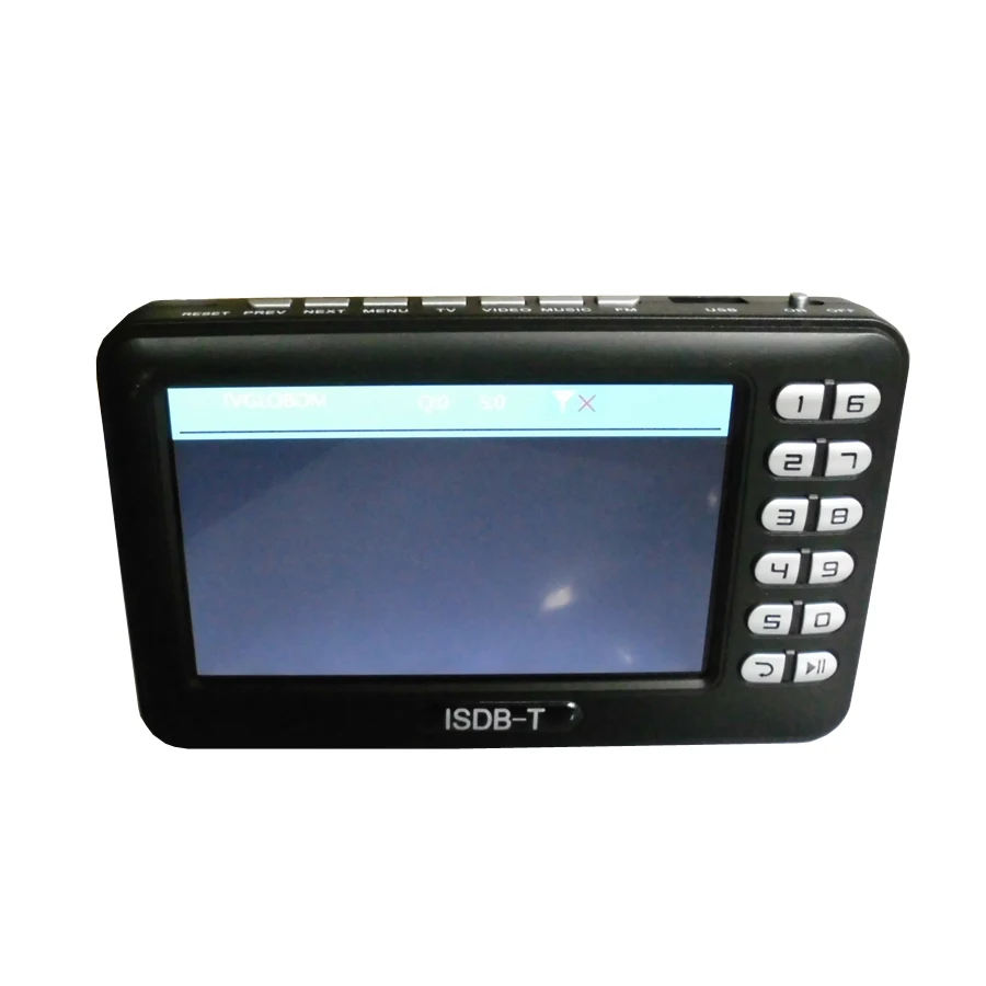 Digital ISDB-T Mini Receptor de TV Portátil, Video Player, TV Box para a América do Sul, 4.3 "Tela LCD, ISDB, T, FM, USB, Muisc