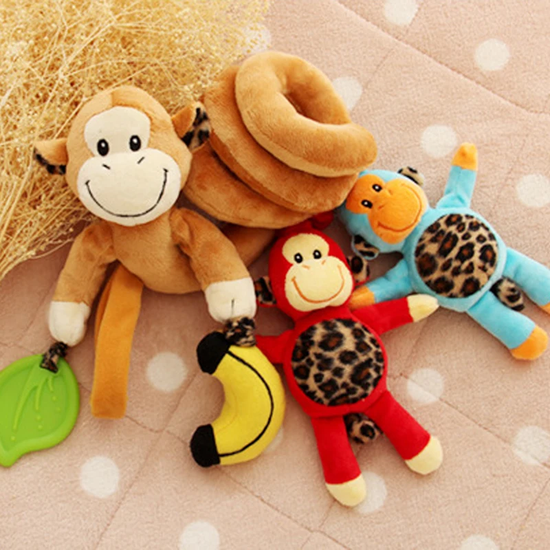 SOZZY Baby Playpen Hanging Toys Baby Stroller Toy Rattles Monkey Elephant Doll Rattles Carrier Accessories for Newborn Education