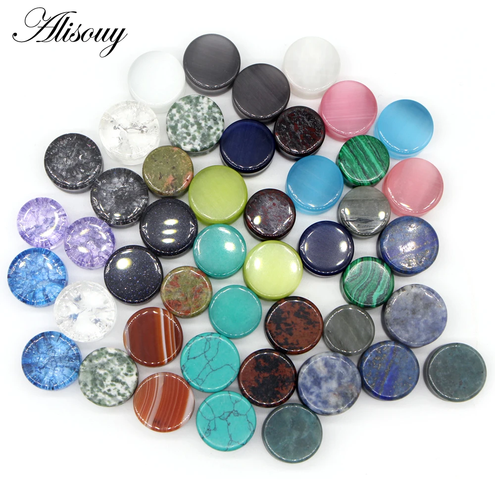 Alisouy 2Pcs Stone Ear Tunnel Plugs Mixed Styles Single Flared Ear Flesh Gauges Piercing Ear Expander Stretcher Unisex Jewelry