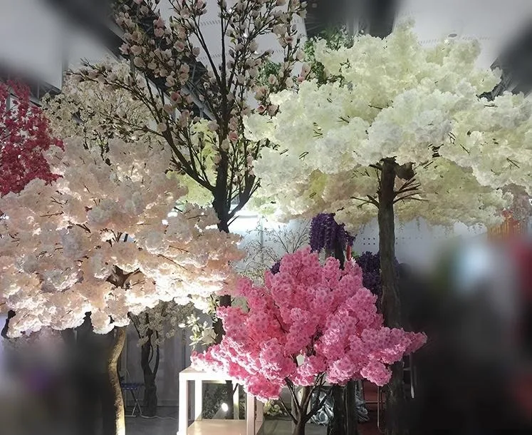 

Simulation cherry blossom branch 4 fork with green leaves pear flower branch wedding decoration cherry artificial silk flower