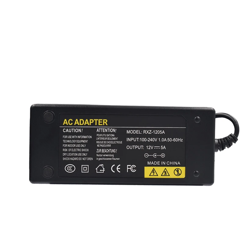 Keeper 12V5A AC 100V-240V Converter power Adapter DC 12V 5A 60W Power Supply DC 5.5mm x 2.5mm For CCTV DVR And LED Light