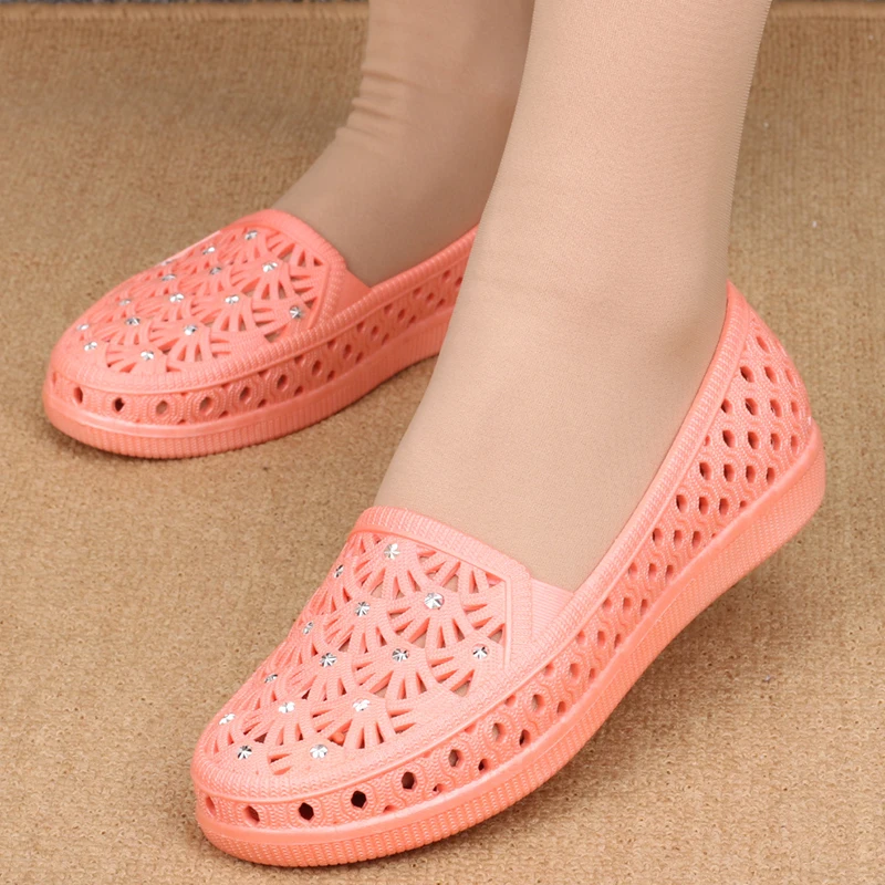 Cresfimix sapatos femininas women fashion comfortable breathable summer shoes lady cute spring slip on jelly flat shoes a2040