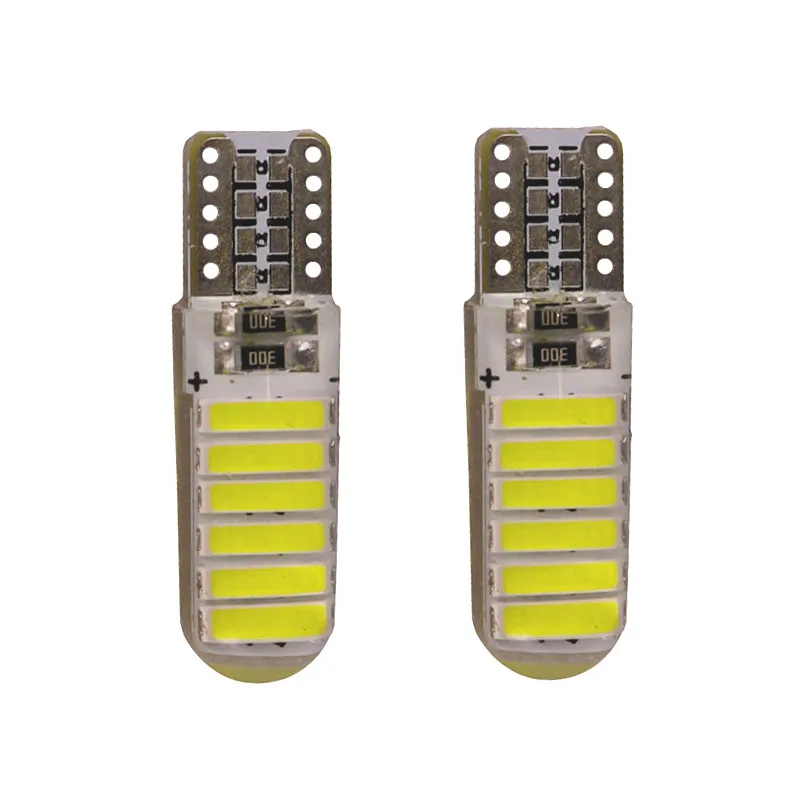 

50 шт. Новый T10 Силиконовый светодиод 12 SMD 7020 7014 194 W5W Автомобильная боковая клиновая лампа Холодный белый 6500K Стайлинг автомобиля 12 В