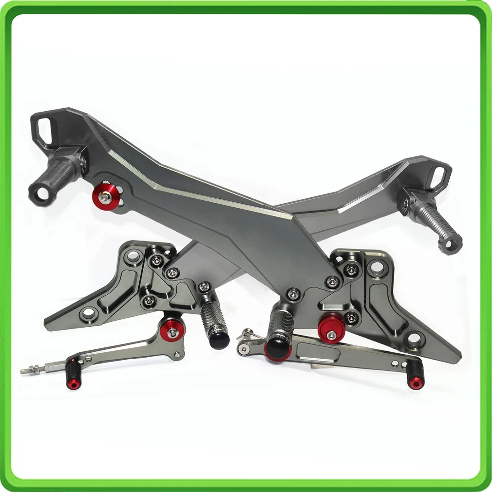 Rearsets footrest foot pegs for 2013 2014 2015 2016 Kawasaki Z 800 Z800 Motorcycle Adjustable Rear sets w/Passenger Pegs Gray