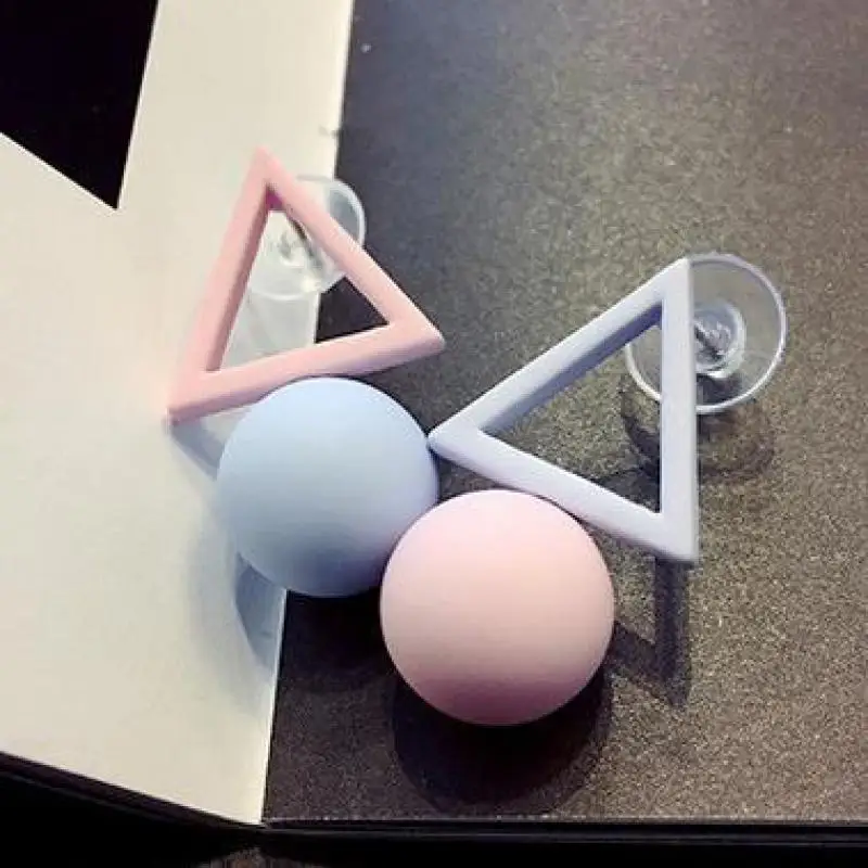 Asymmetry Fashion 1 Pair Triangle Different Candy Color Women\'s Earrings Korean Style Earrings Jewelry Crystal Earrings Brincos